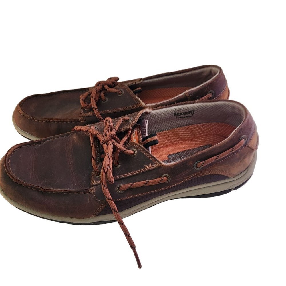 Skechers Relax Fit  Memory Foam Leather Boat Shoes Size 12